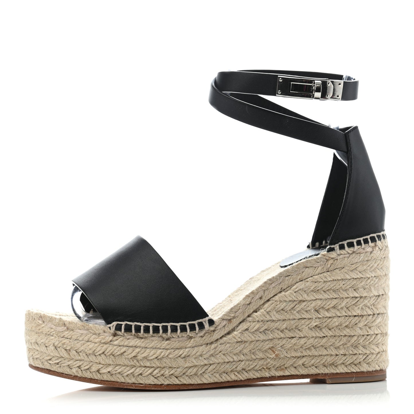 Calfskin Tipoli Espadrille Wedges 38 Black