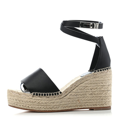 Hermes Calfskin Tipoli Espadrille Wedges 38 Black 1 of 8