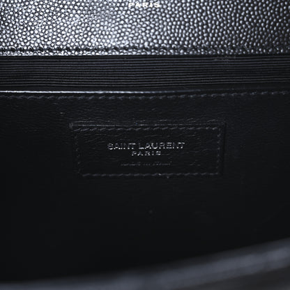 Saint Laurent Grain De Poudre Textured Mixed Matelasse Triquilt Medium Monogram Satchel Black 6 of 11
