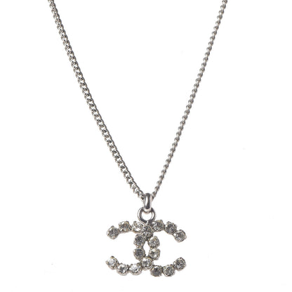 Chanel Crystal CC Pendant Necklace Silver 1 of 4