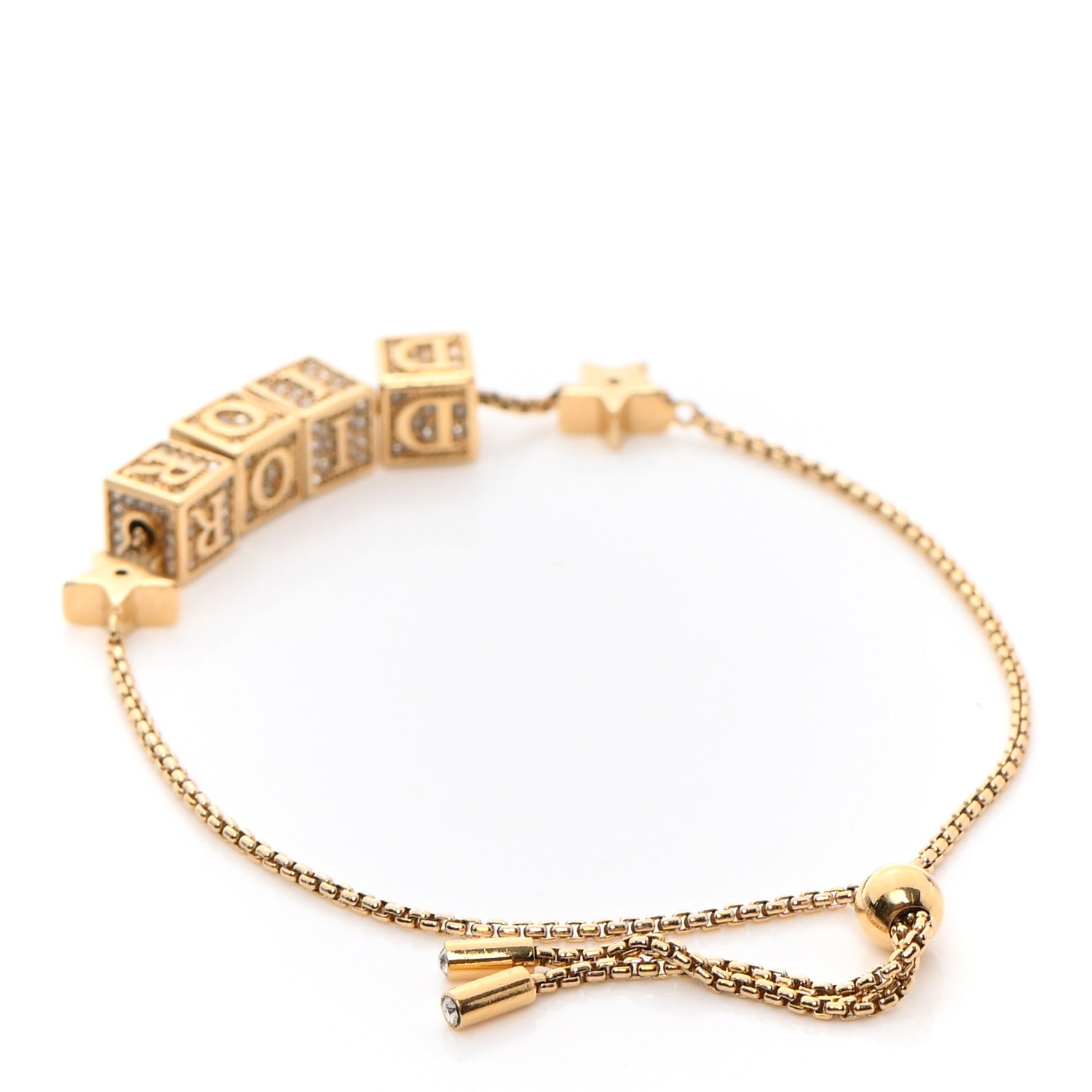 Christian Dior Crystal Star Dice Bracelet Gold 3 of 4