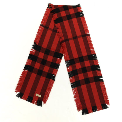 Burberry Wool Half Mega Check Fringe Scarf Red 2 of 4