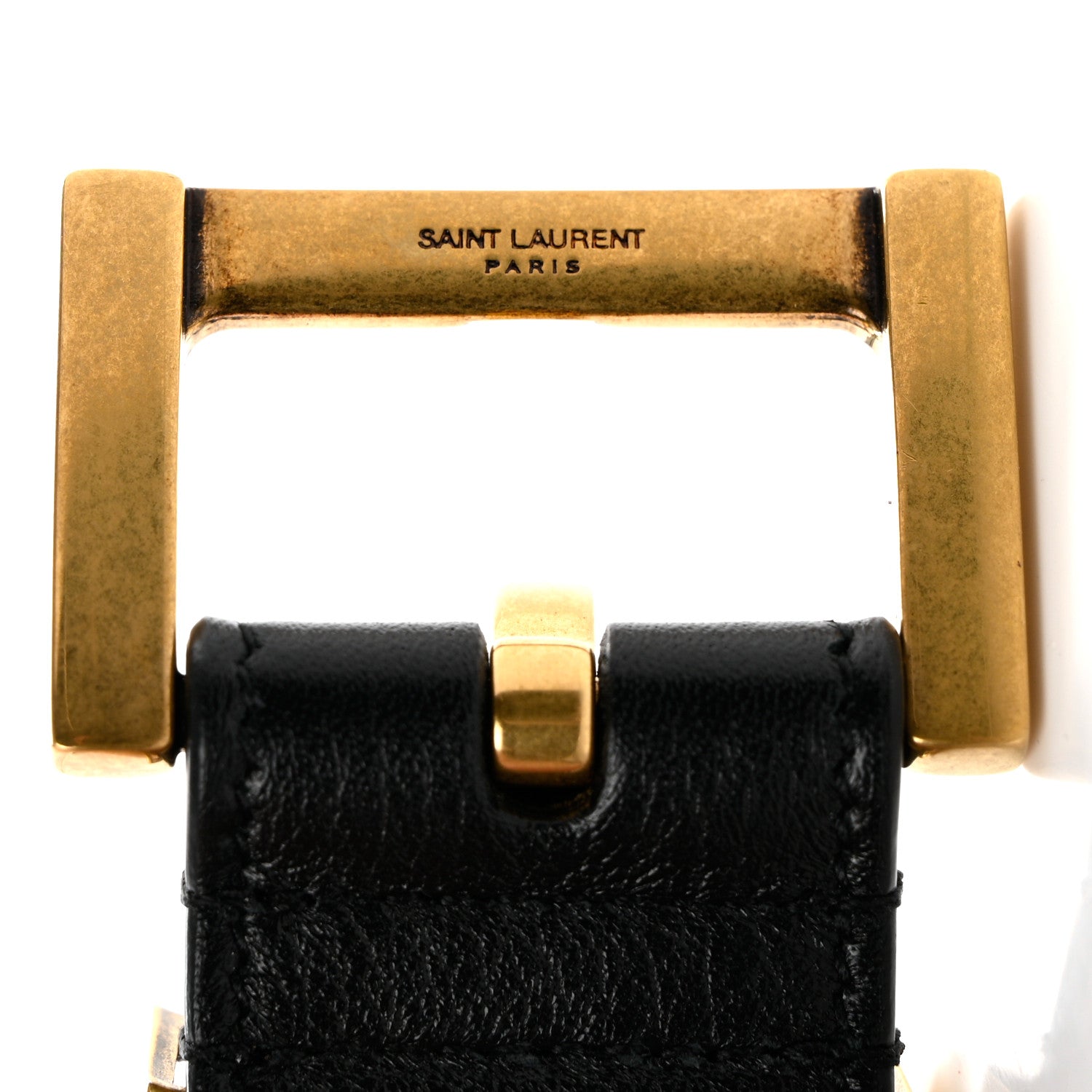 Saint Laurent Smooth Calfskin Monogram Square Buckle Belt 85 34 Black 7 of 8