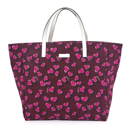Gucci Canvas Heartbeat Print Medium Tote New Wine 1 of 10