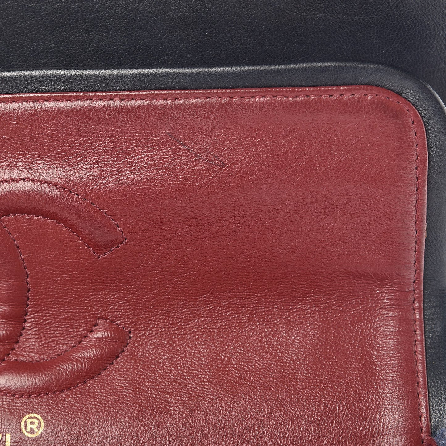 Lambskin Quilted Medium Double Flap Navy