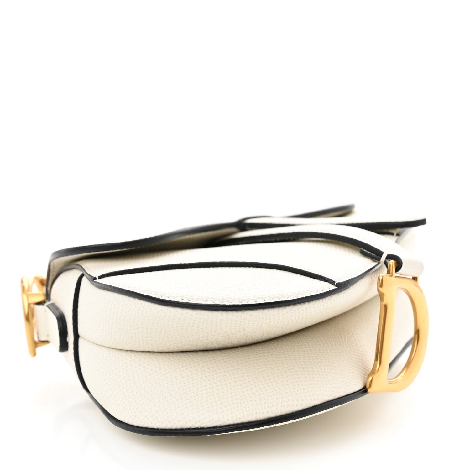 Christian Dior Grained Calfskin Mini Saddle Bag With Strap White 4 of 9