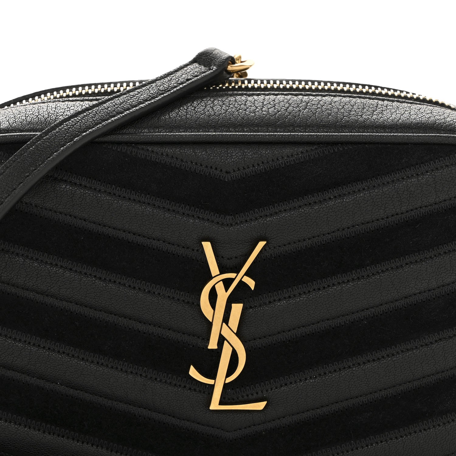 Saint Laurent Calfskin Suede Matelasse Monogram Mini Lou Camera Bag Black 8 of 12