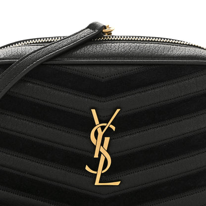 Saint Laurent Calfskin Suede Matelasse Monogram Mini Lou Camera Bag Black 8 of 12