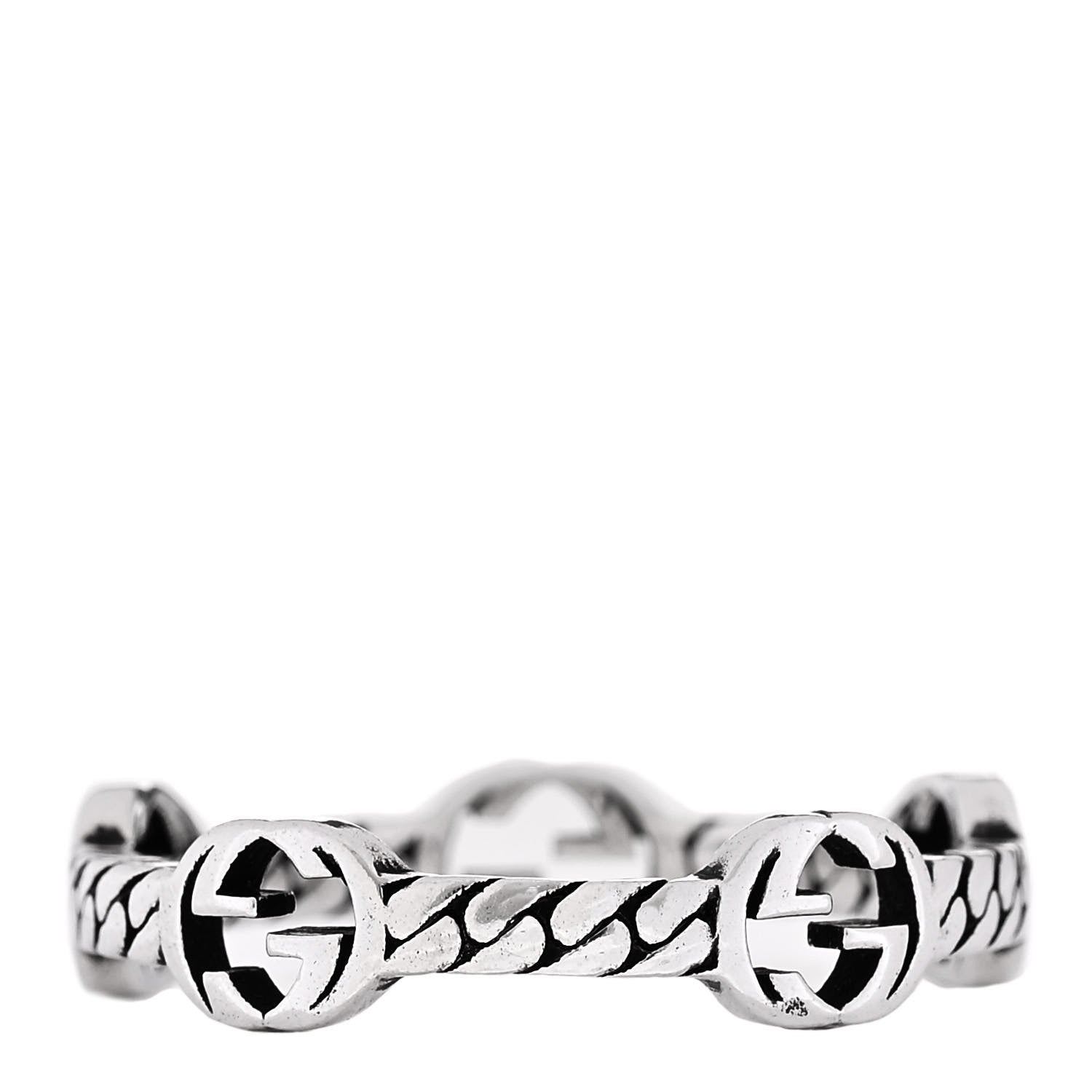 Gucci Sterling Silver Interlocking G Chain Ring 64 10.75 3 of 5