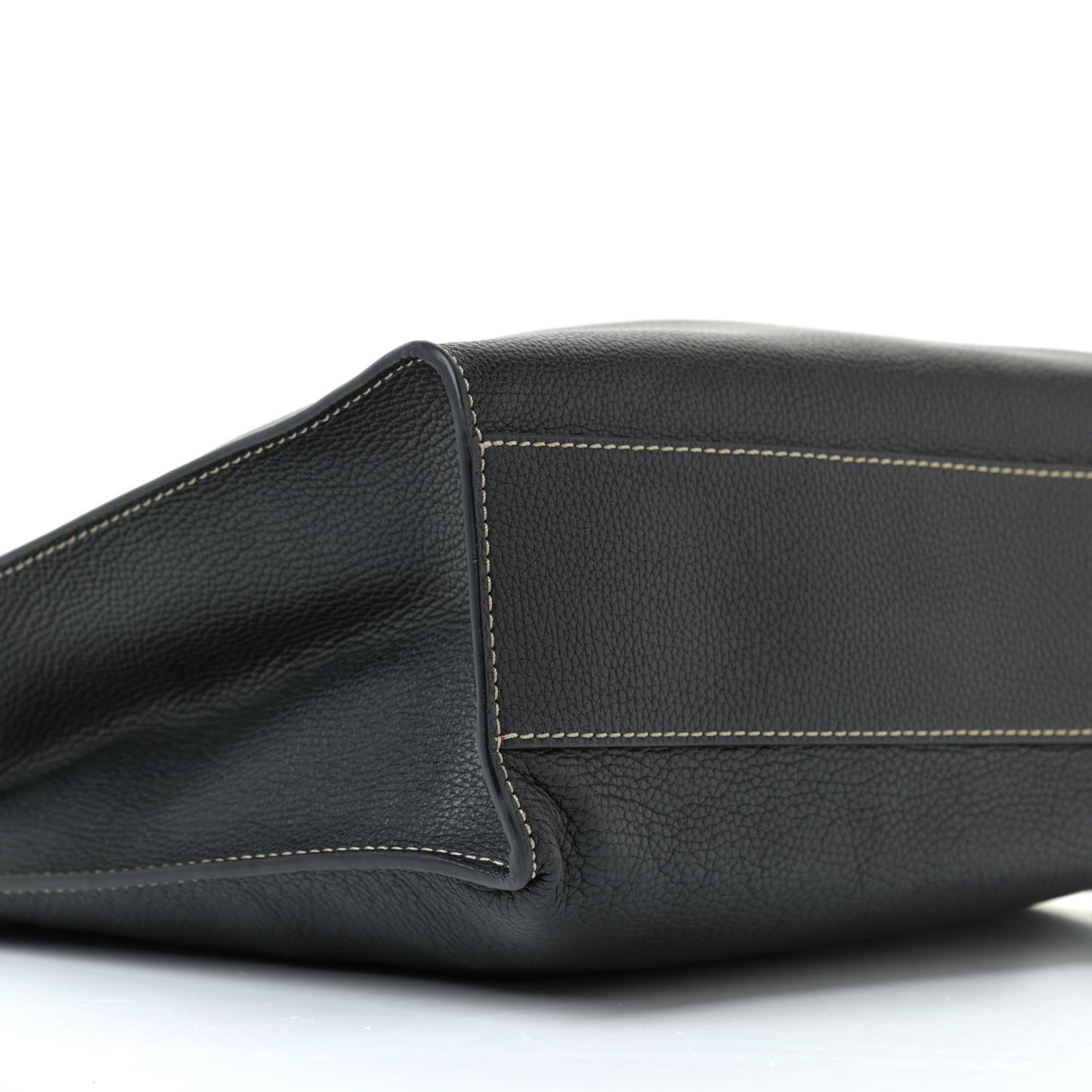 Grained Calfskin Grind Shopper Tote Black