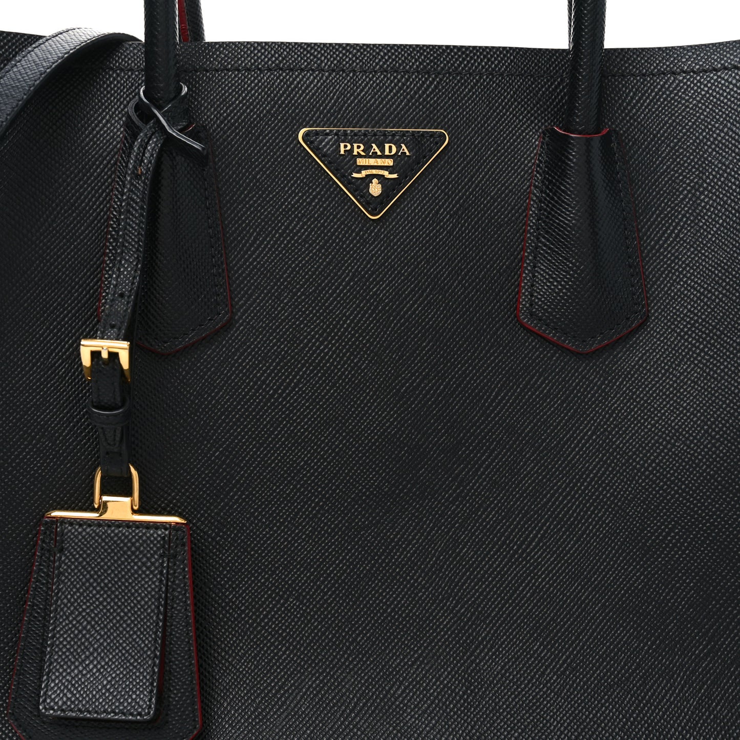 Saffiano Cuir Large Double Bag Black Fuoco