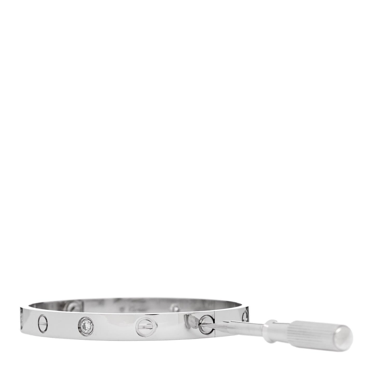 18K White Gold 4 Diamond Love Bracelet 17