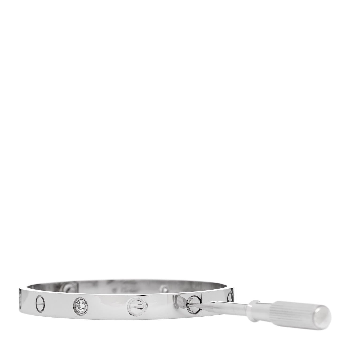Cartier 18K White Gold 4 Diamond Love Bracelet 17 3 of 7