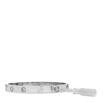 Cartier 18K White Gold 4 Diamond Love Bracelet 17 3 of 7