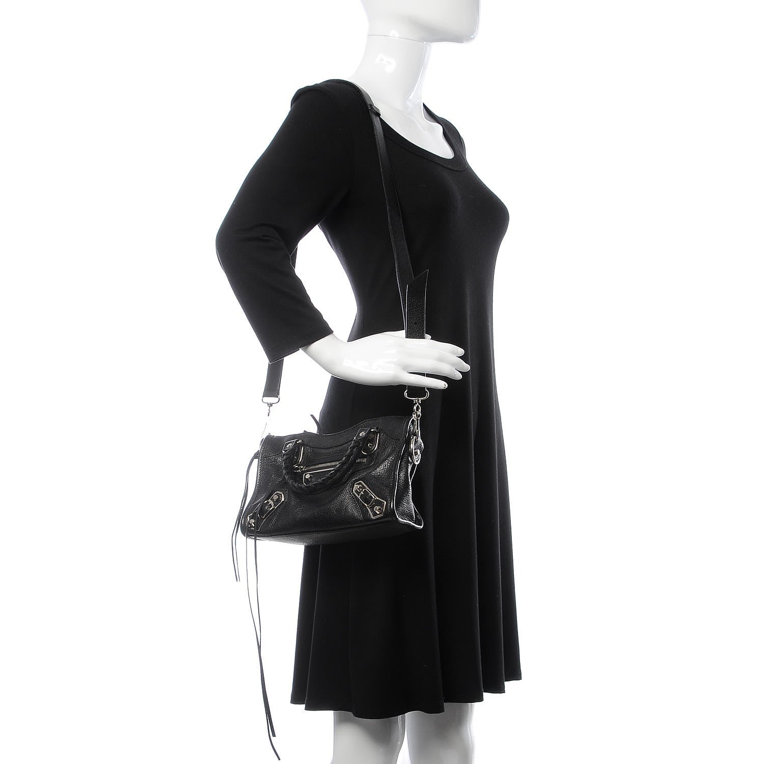 Balenciaga Chevre Silver Metallic Edge Hardware Mini City Black 3 of 8