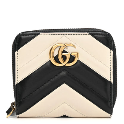 Gucci Calfskin Matelasse Small Marmont 2.0 Zip Black White 1 of 10