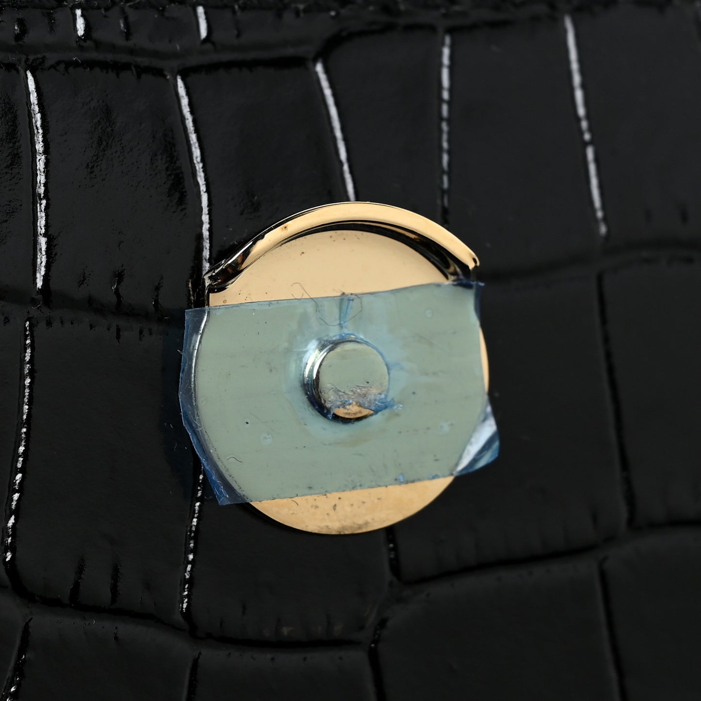 Calfskin Crocodile Embossed Medium Monogram Sunset Black