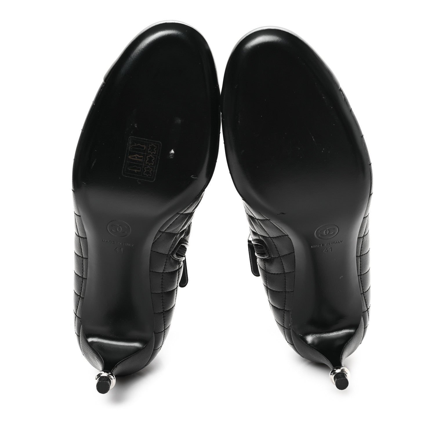 Chanel Lambskin Quilted Cap Toe CC Booties 41 Black 6 of 10
