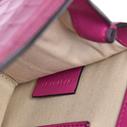 Chloe Calfskin Crocodile Embossed C Clutch With Chain Graphic Pink 6 of 10