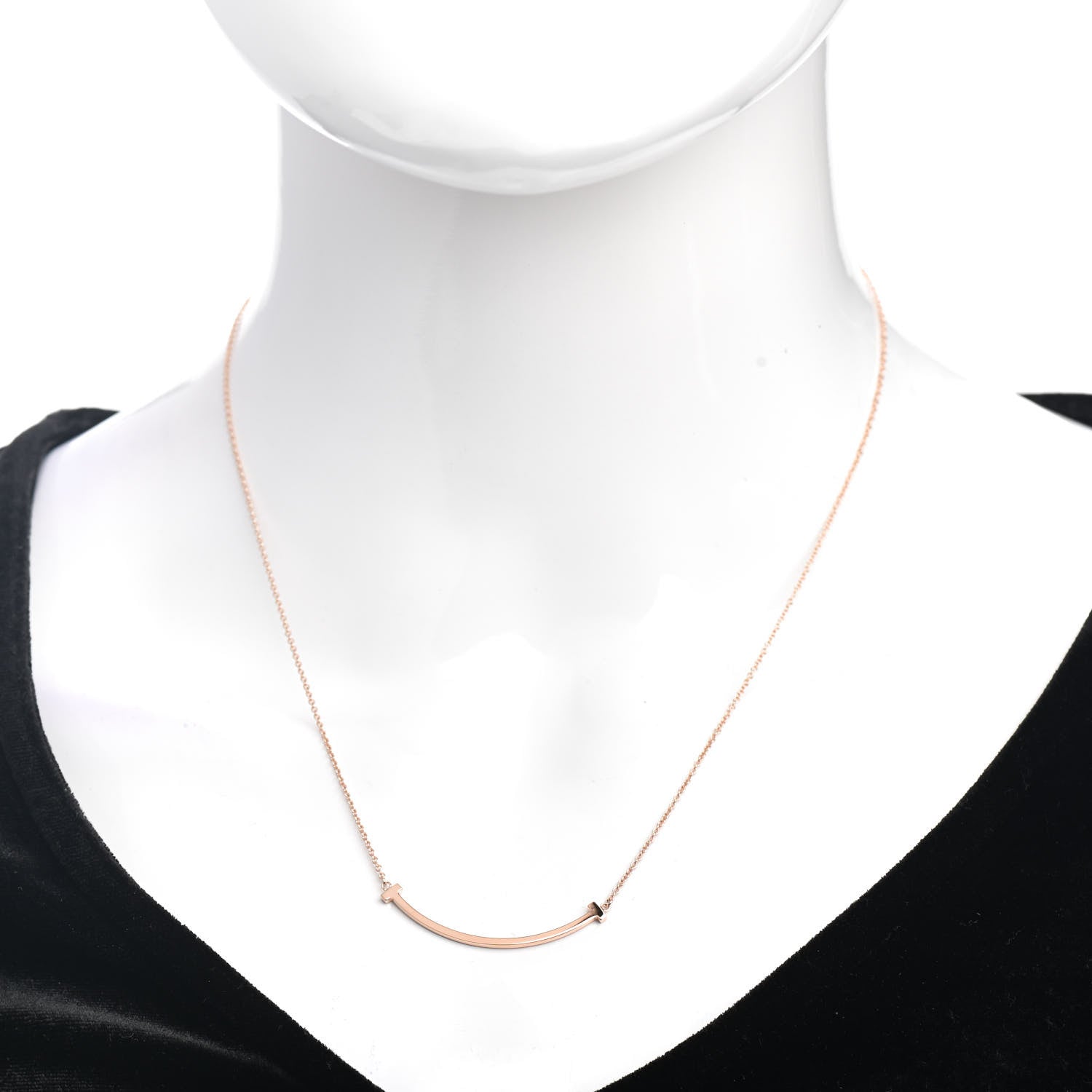 Tiffany 18K Rose Gold Small T Smile Pendant Necklace 2 of 4