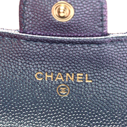 Chanel Iridescent Caviar Quilted Flap Card Holder Wallet Dark Blue 6 of 8