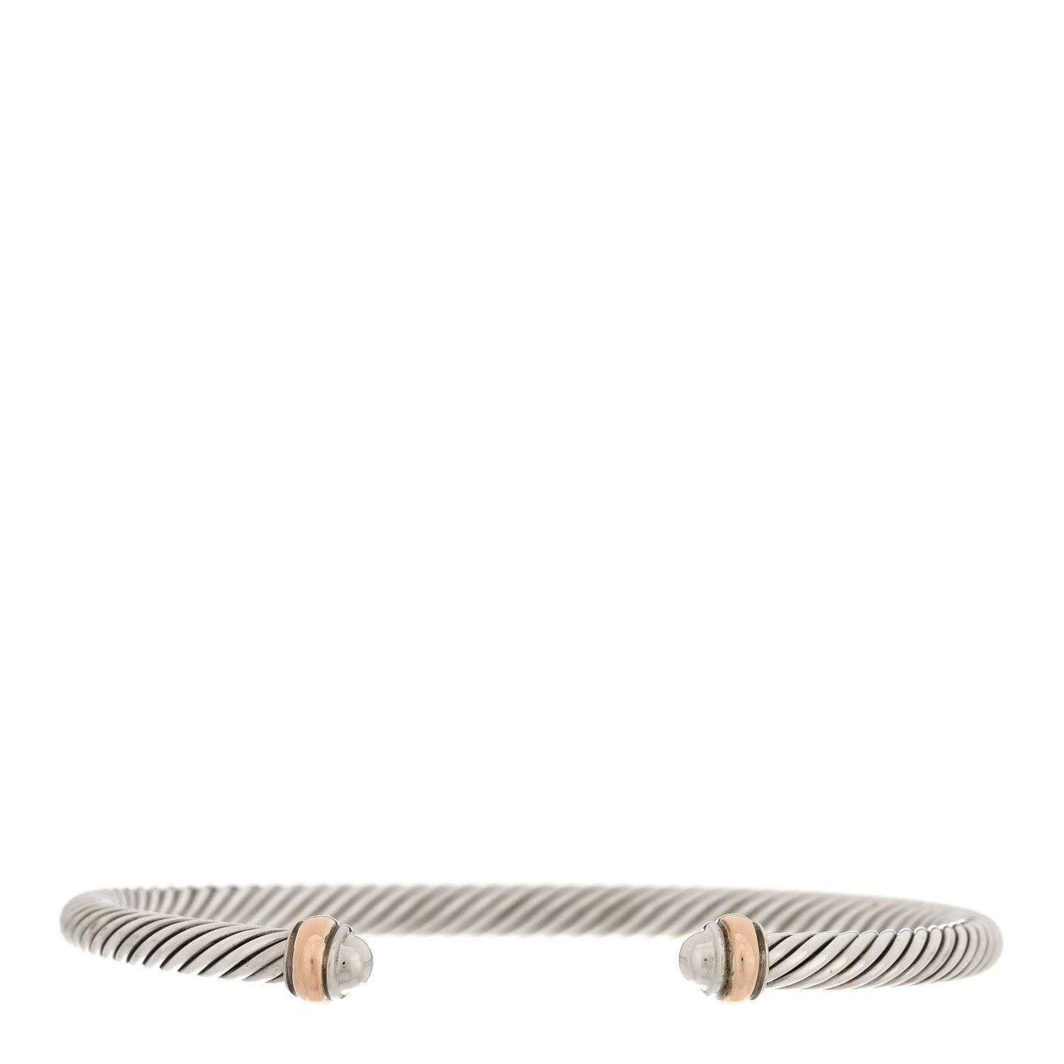 David Yurman Sterling Silver 18K Yellow Gold 4mm Cable Classics Bracelet 1 of 4