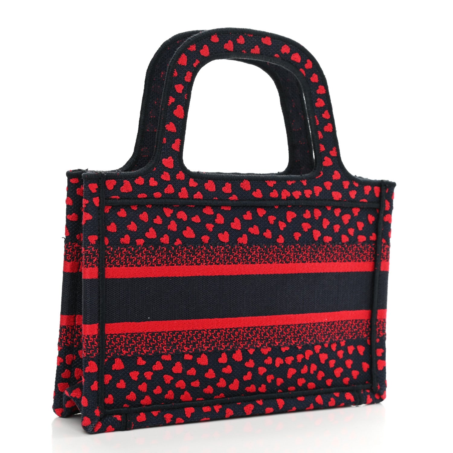 Christian Dior Canvas Embroidered Pop Heart I Love Paris Mini Book Tote Red Multicolor 3 of 10