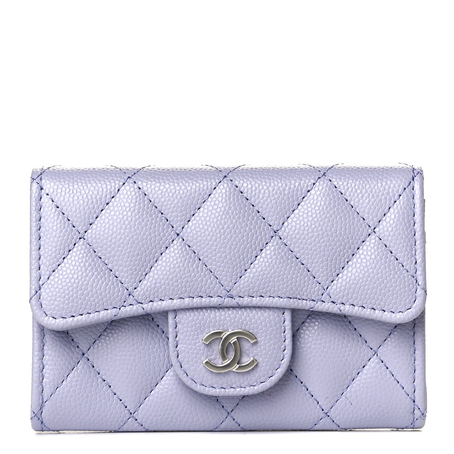 Chanel Caviar Quilted Flap Card Holder Wallet Light Purple 1 of 5