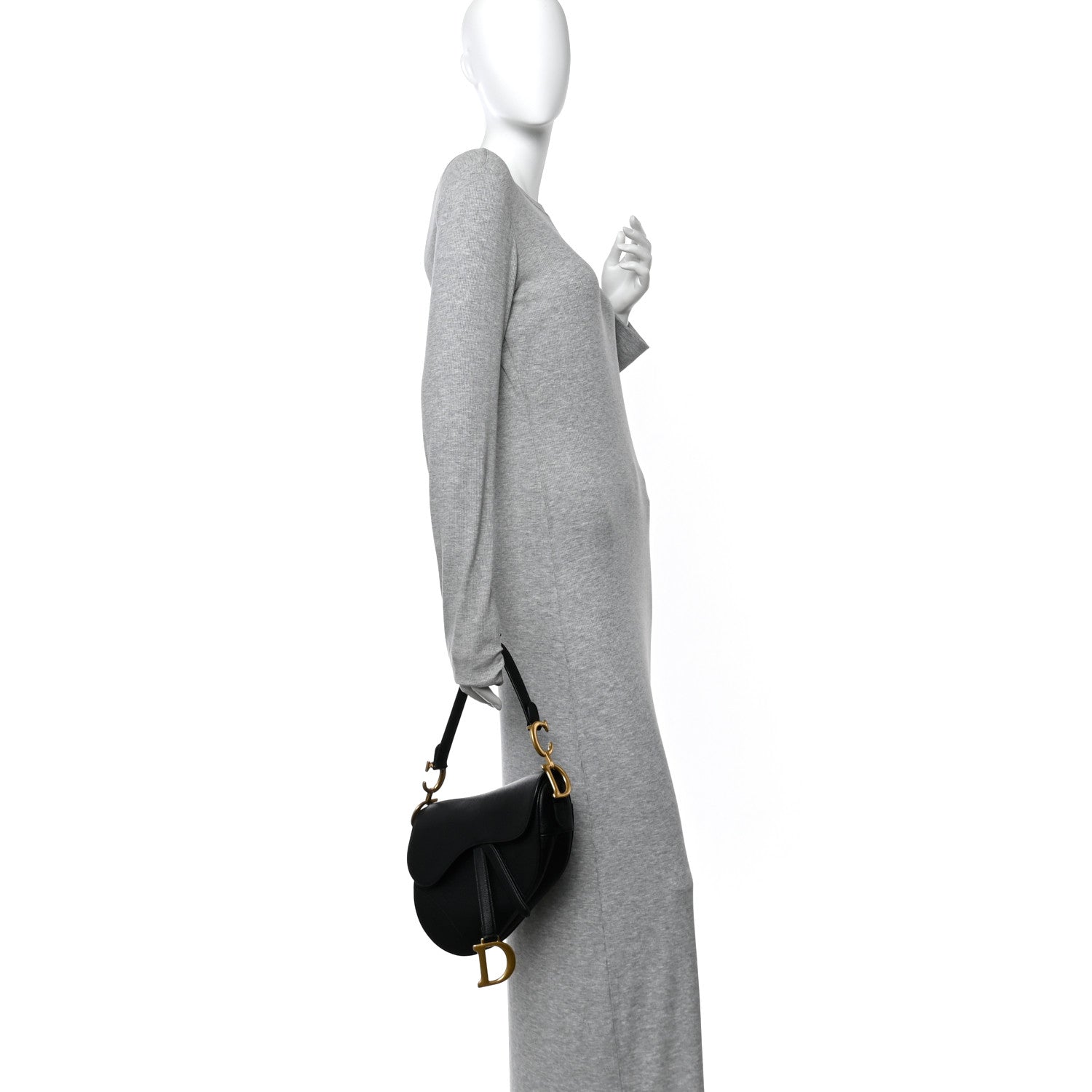 Christian Dior Grained Calfskin Saddle Bag Black 2 of 10
