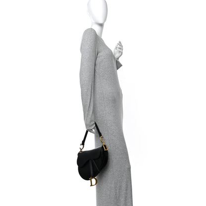 Christian Dior Grained Calfskin Saddle Bag Black 2 of 10