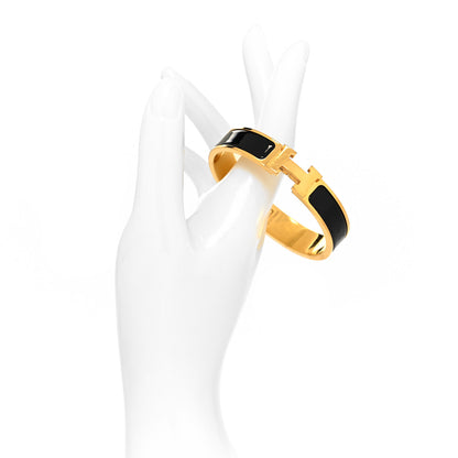 Hermes Enamel Narrow Clic Clac H Bracelet GM Black 2 of 5