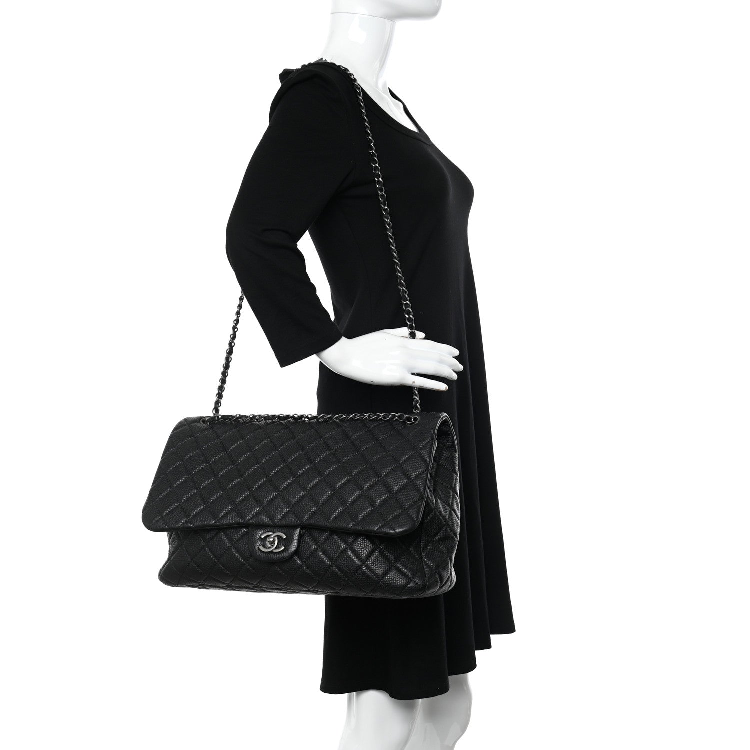 Chanel Calfskin Quilted Small XXL Travel Flap Bag Black 2 of 9