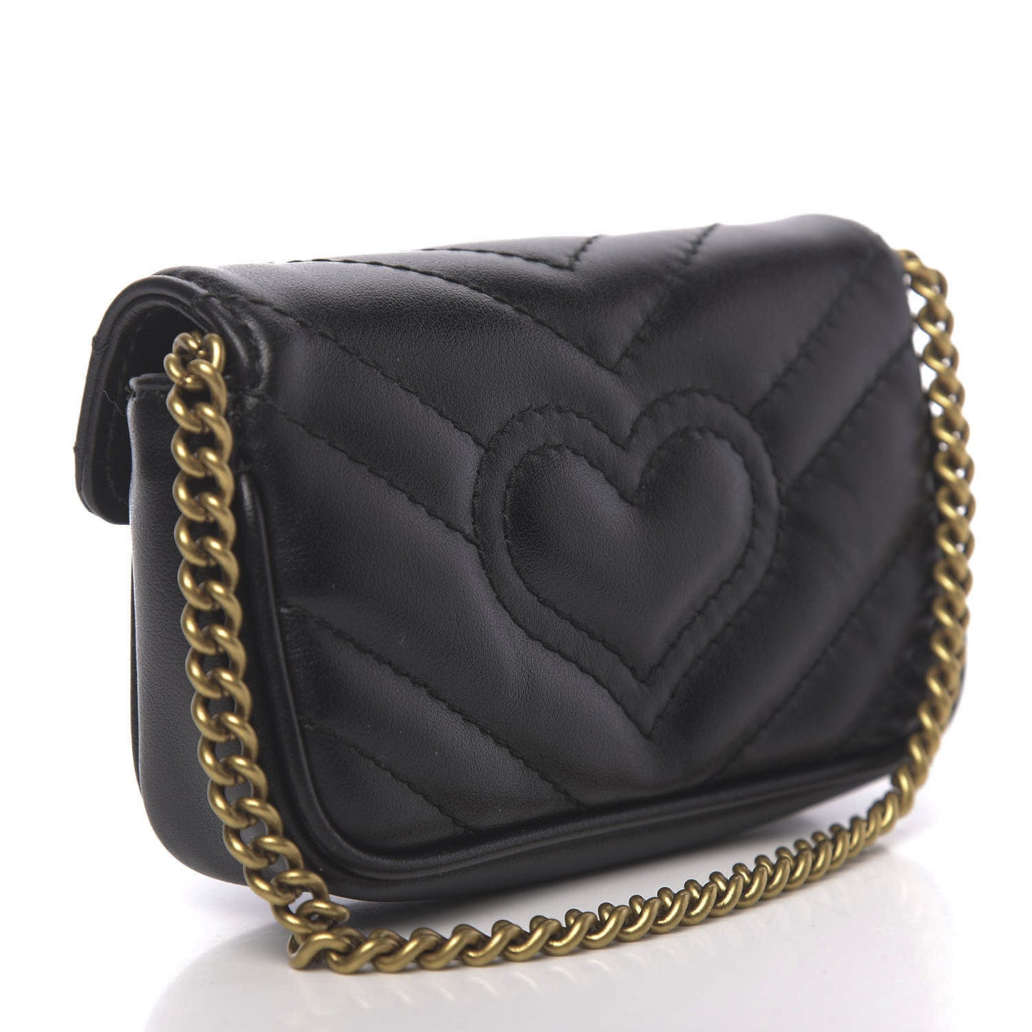 Calfskin Matelasse GG Marmont 2.0 Coin Purse On A Chain Black
