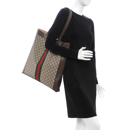 Gucci GG Supreme Monogram Web Large Ophidia Vertical Shopping Tote Brown 2 of 11