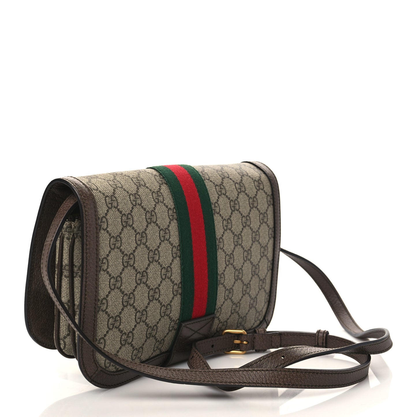 GG Supreme Monogram Web Ophidia Flap Messenger Bag Beige New Acero