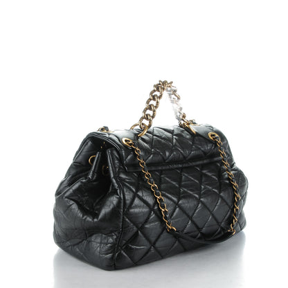 Chanel Aged Calfskin Quilted Large Pondichery Flap Black 3 of 9