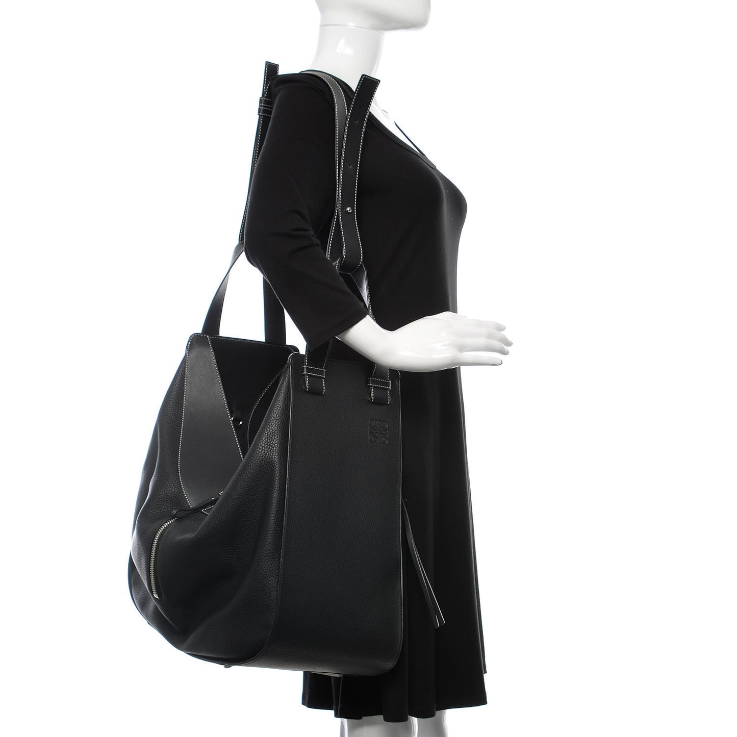 Calfskin Extra Large Hammock Shoulder Bag Black