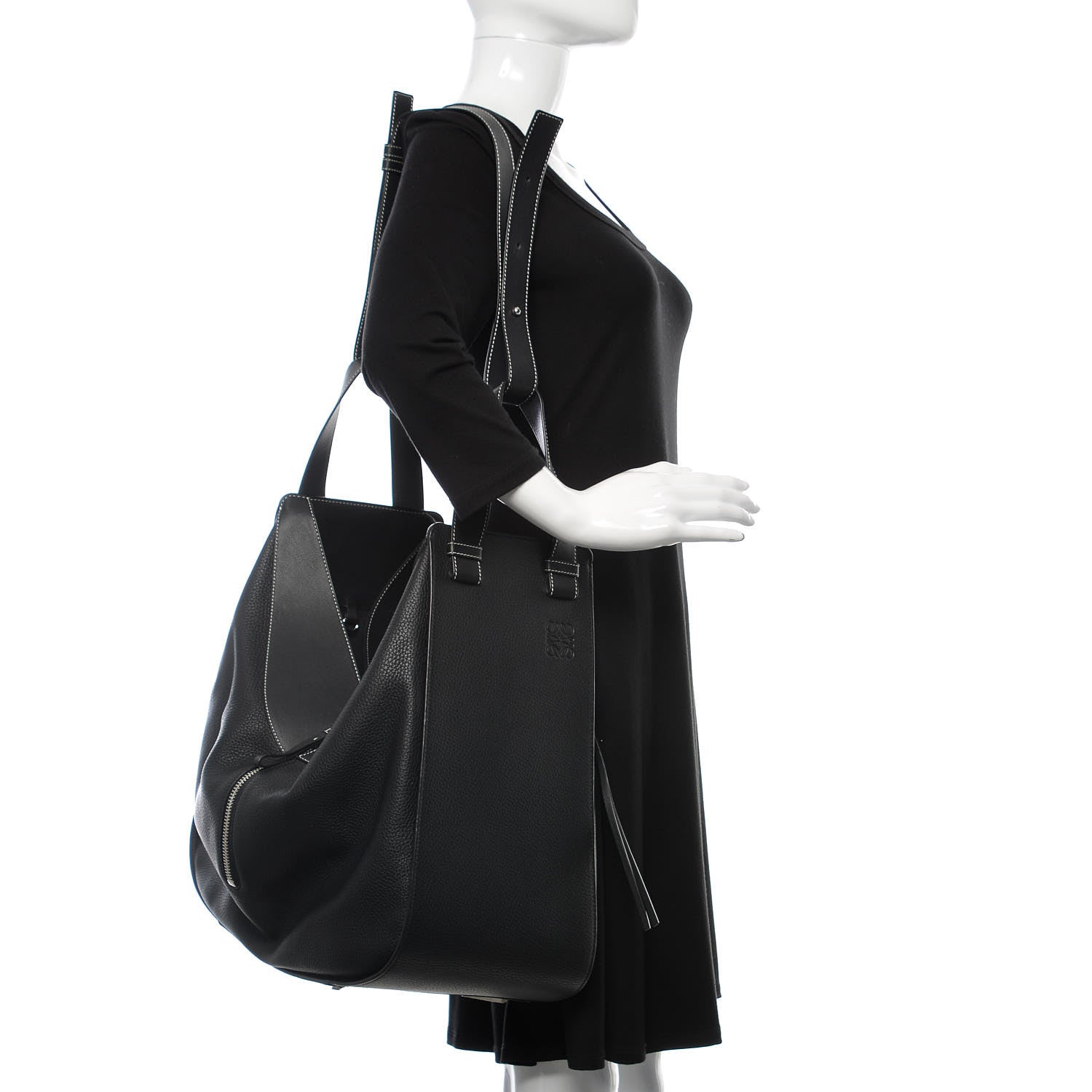 Loewe Calfskin Extra Large Hammock Shoulder Bag Black 2 of 13