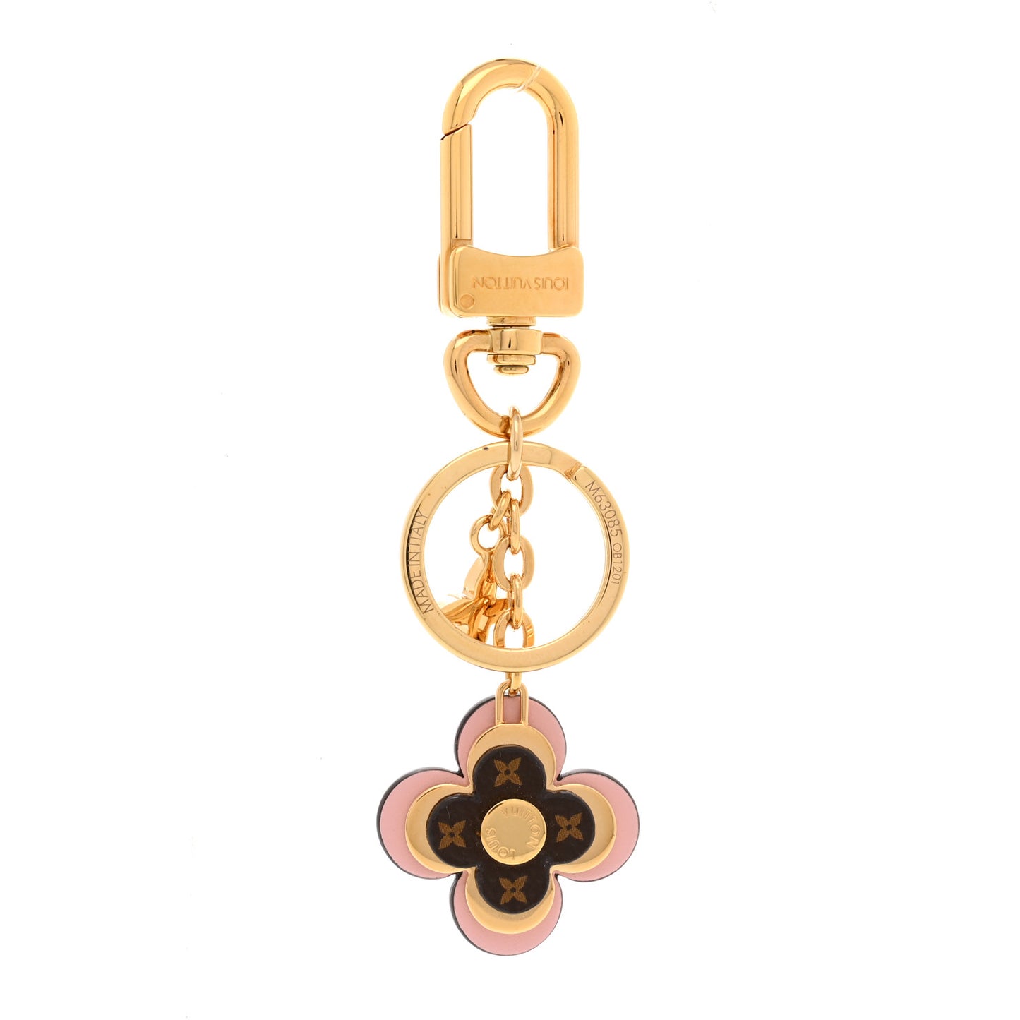 Monogram Blooming Flowers BB Bag Charm Key Holder Pink