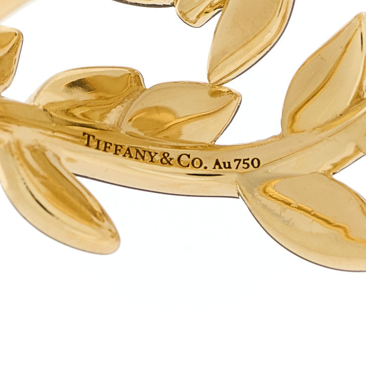 Tiffany 18K Yellow Gold Paloma Picasso Olive Leaf Bypass Ring 48 4.5 5 of 5