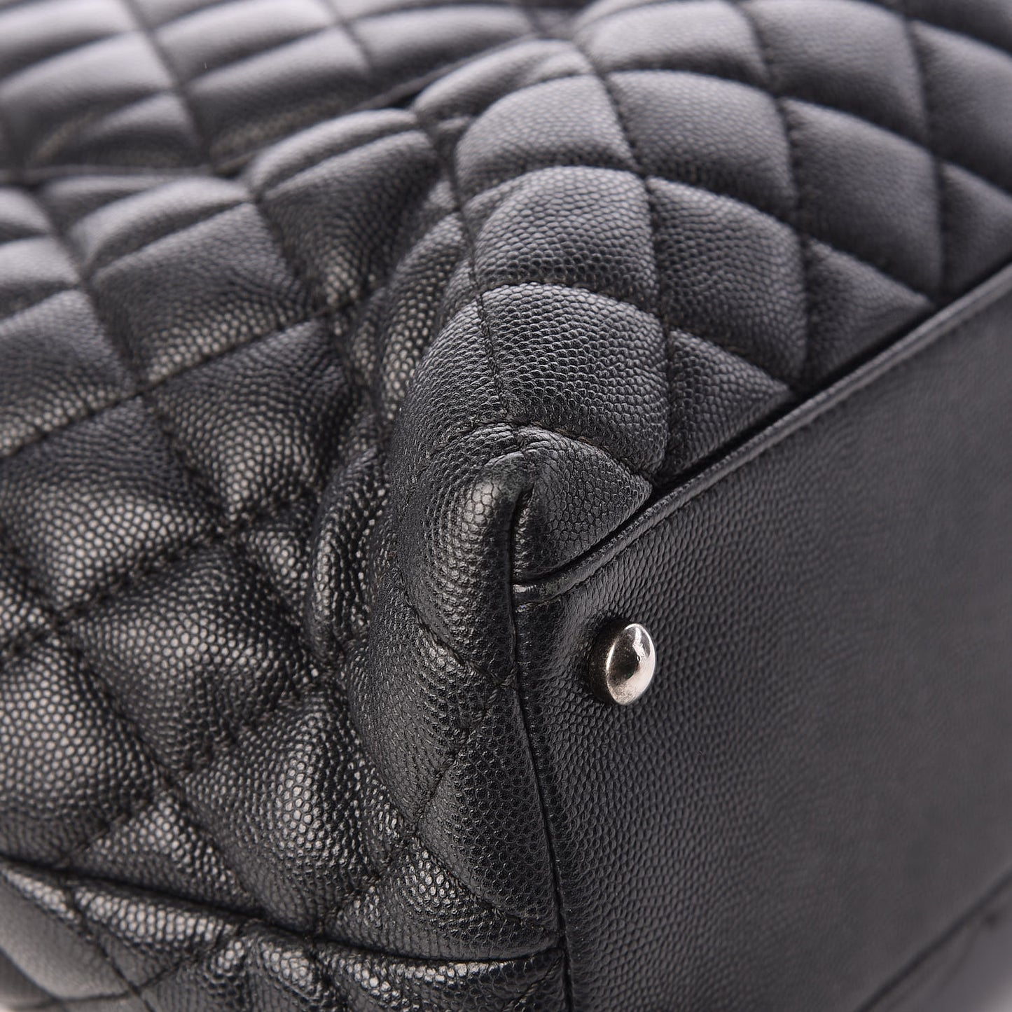 Caviar Quilted Large Coco Handle Flap Grey
