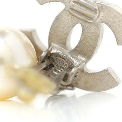 Chanel Pearl CC Drop Clip On Earrings Silver 4 of 4