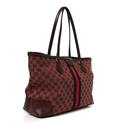 Gucci Monogram Textured Dollar Calfskin Web Medium Ophidia Shopping Tote Sahara Rubino Chardonnay 3 of 11