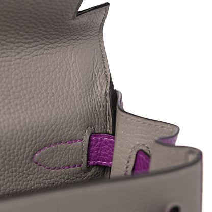 Hermes Togo Horseshoe Kelly Retourne 28 Gris Asphalte Anemone 9 of 15
