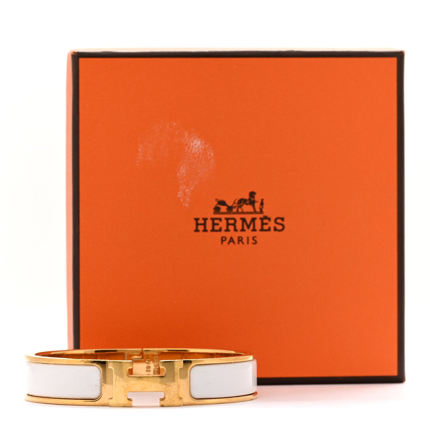 Enamel Narrow Clic Clac H Bracelet PM White