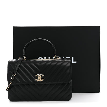 Chanel Lambskin Chevron Quilted Medium Trendy CC Dual Handle Flap Bag Black 13 of 13