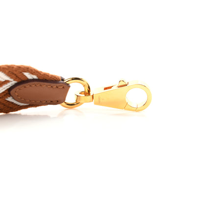 Hermes Toile Swift 25mm Sangle ZigZag Shoulder Strap Gold White 5 of 6