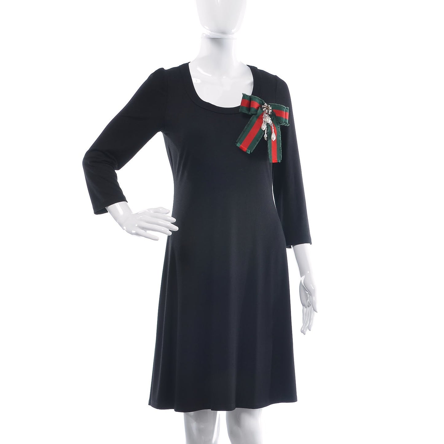 Grosgrain Web Pearl Crystal Bow Brooch