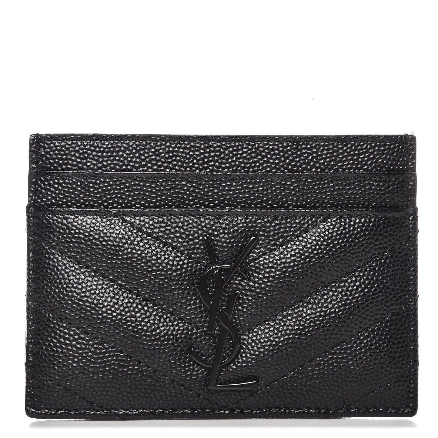 Grain De Poudre Matelasse Chevron Monogram Credit Card Case Black