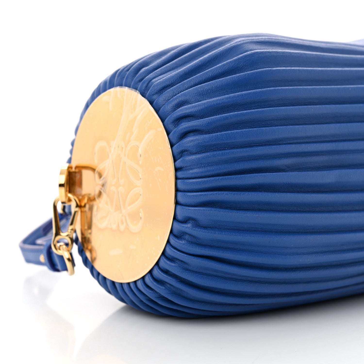 Loewe Lambskin Pleated Bracelet Pouch Shoulder Bag Royal Blue 8 of 9